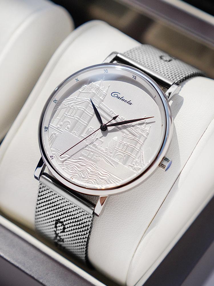 

Wristwatches Couple Watch Ultrathin Simple Stainless Steel Sapphire Waterproof Minimalist Bauhaus Quartz, Women-2