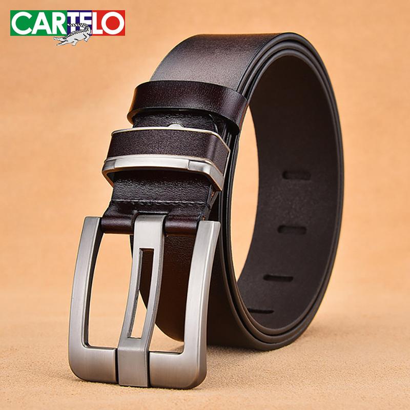 

Belts CARTELO Alloy Men's Leather Pin Buckle Genuine Jeans Belt Fashion Business Cow Quality Men Male, Black;brown