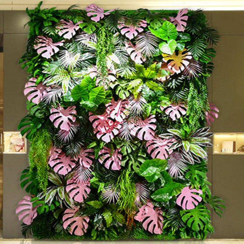 

Decorative Flowers & Wreaths Customized Artificial Plant Wall Panels Green Plastic Lawn Tropical Leaves Eucalyptus Clover Fern Leaf Wedding