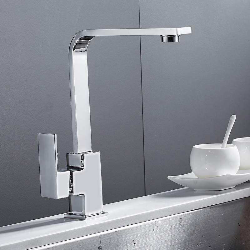 

2021 New Chrome Square Tap the Modern Kitchen Sink Monoblock Single Block Lever of Cold Bronze and Hot Faucet Shk1