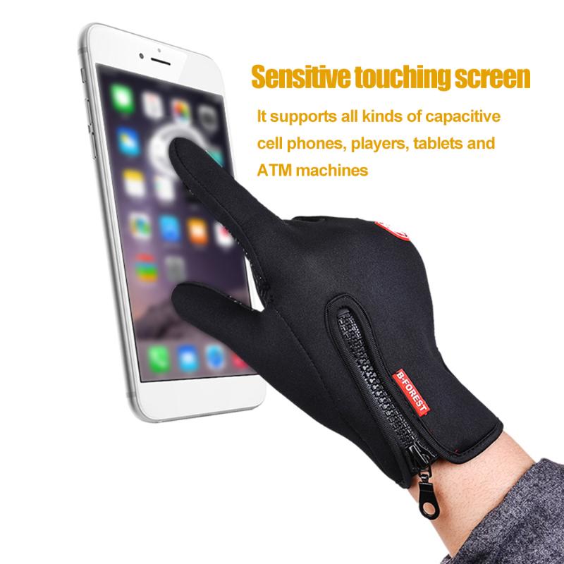 

Sports Gloves 1 Pairs Winter Warm Outdoor Touching Screen Thermal Glove Windproof Non-slip For Sport Bike Riding Gauntlets, Black
