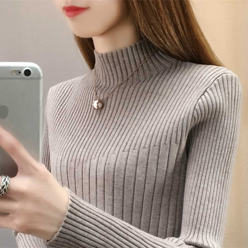 

Woman Sweaters Winter Clothes Women Sweaters For Women Autumn Long Sleeve Turtleneck Knitted Sweater Women Pullover D700 210602, Light coffee