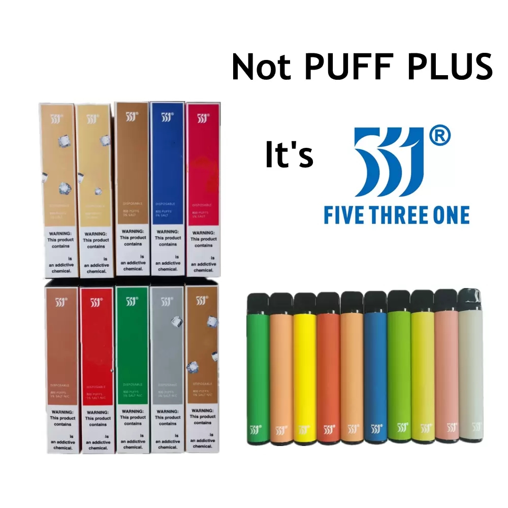 

FIVE THREE ONE Disposable E Cigarette 800 Puffs 10 Colors 550mAh Battery 3.2ml Vape Pen Stick Portable Vapor Ecigarette Starter Kit 531 Bran