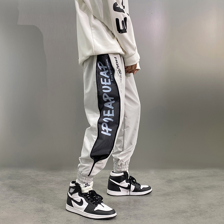 

2021 New Hip-hop Jogger Pants Multi-pocket Ribbon Sports Streetwear Men's Casual M0PS, Black