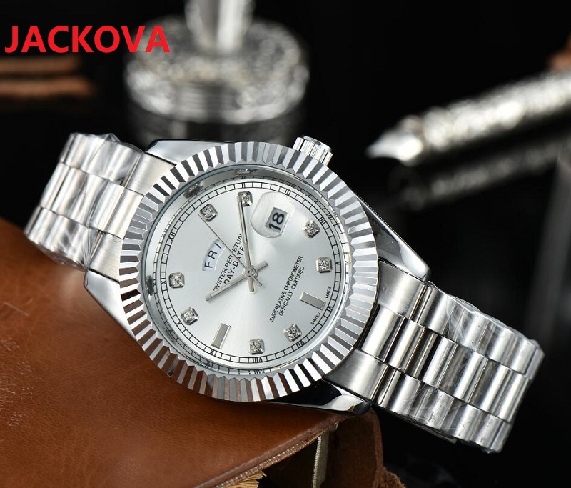 

mens day date designer watches 41mm full solid fine stainless steel wristwatches Quartz chronograph movement Men Famous Watch, As pic