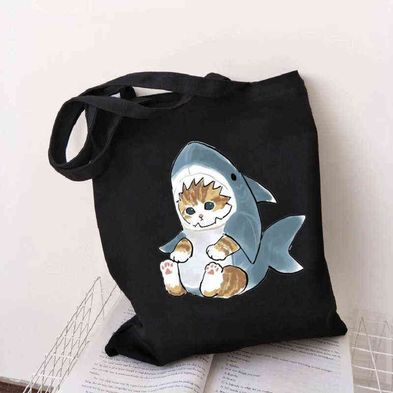 

Cat Shark Shopping Bag Bolsa Compra Plegable Jute Bag Bolsa Shopper Bolso Shopping Handbag Bag Tote Reusable Net Ecobag Cabas, 29575