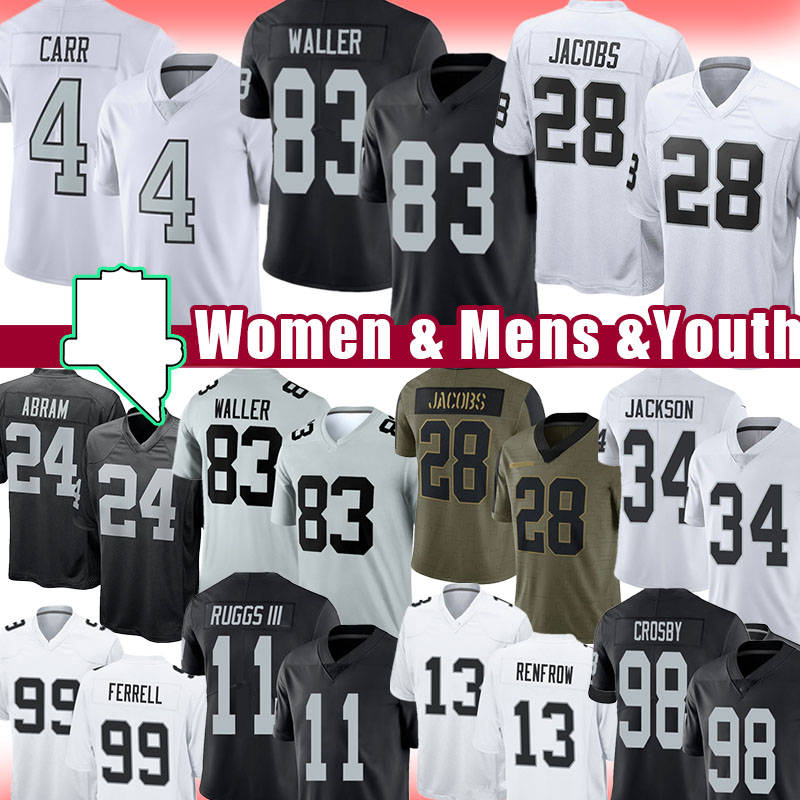 

4 Derek Carr Football Jersey 28 Josh Jacobs 83 Darren Waller Maxx Crosby Henry Ruggs III Hunter Renfrow Johnathan Abram Bo Jackson Jim Plunkett Ken Stabler Carl Nassib, Women size s-xxl(tuxizhe)