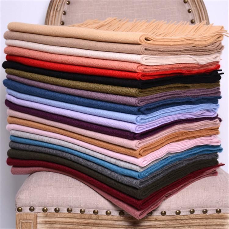 

Scarves 100%cashmere Thick Fashion Water Ripple Grain Woven Women Scarfs Long Tassel 40x200cm 6colors