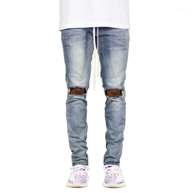 

Men's Jeans Ripped Side Ankle Zipper Skinny Stretch Fashion, Blue