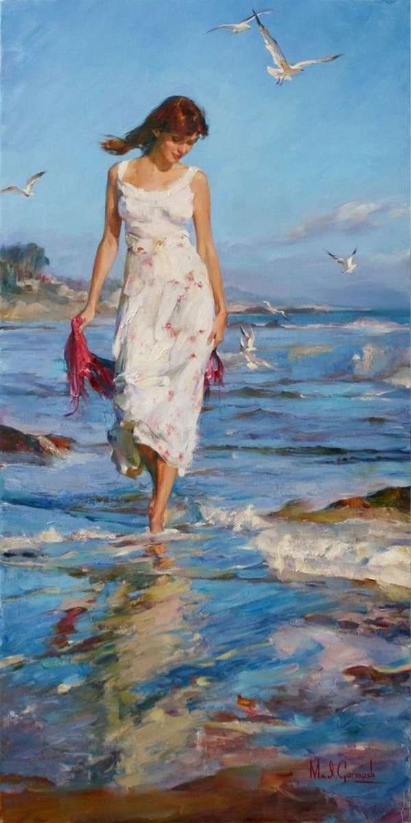 Modern Beautiful Woman Wall Art Oil Painting on Canvas Handpainted Spring Time Peinture Originale par Michael et Inessa Garmash Home Decor Pictur-image-743161386