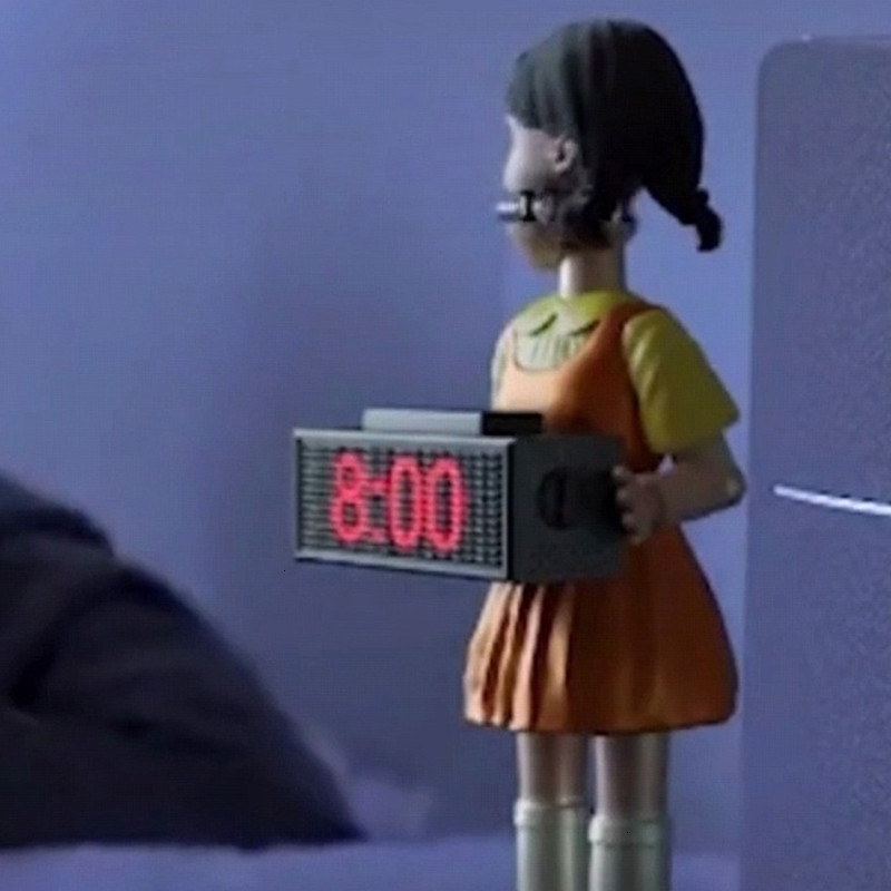 

Shoot Sing Squid Game Alarm Clock Red Light Green Doll Creepy Fires Bullets To Wake, Can not launch
