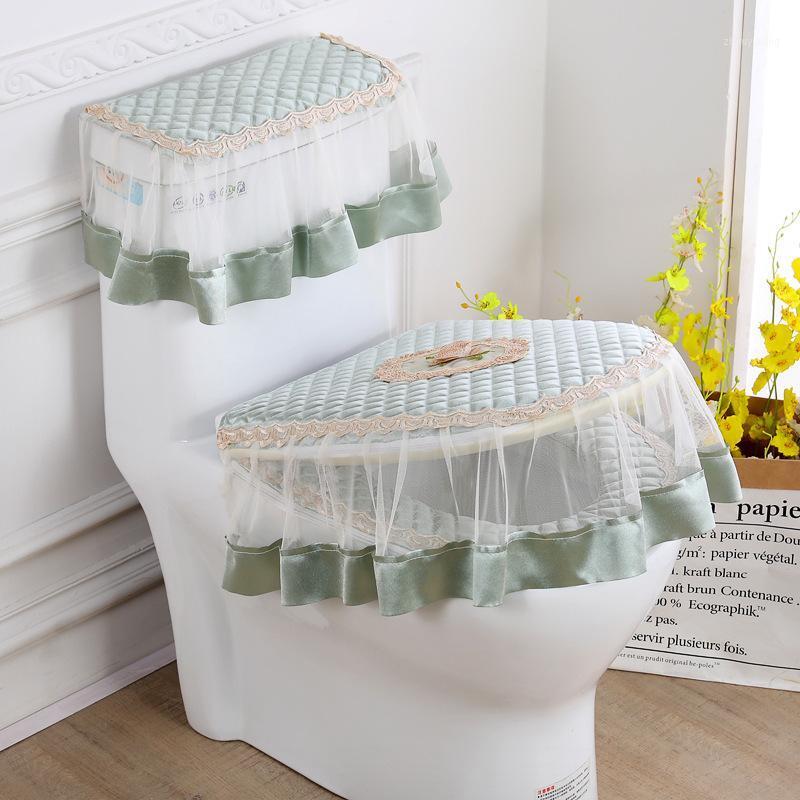 

Set European Pastoral Style Toilet Cushion Lace Cover Common Use Bathroom Seat Home Covers
