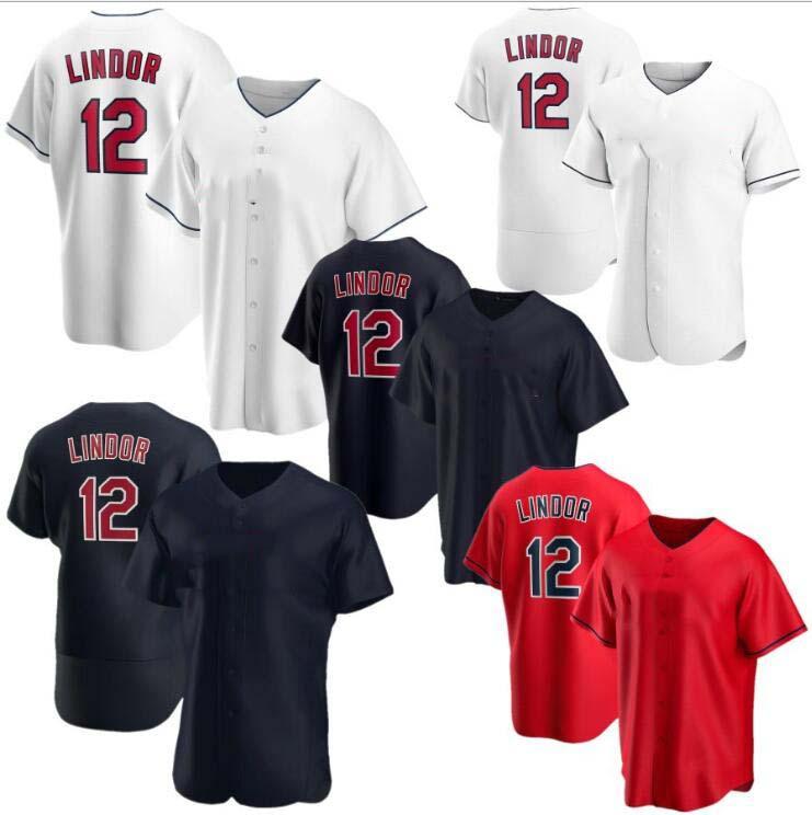 

Cleveland Baseball Jersey Indians Mens 12 Francisco Lindor Jerseys, Blue;black