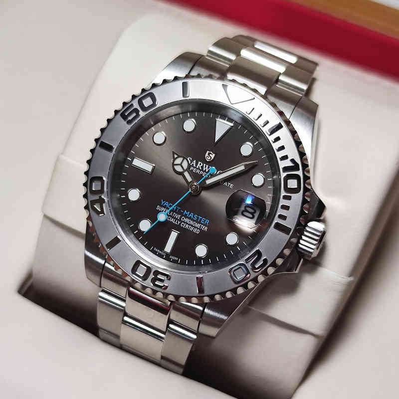 

role x mechanical wristwatch mens watches gray yacht diving Mingshi tide Stainless steel belt Luminous gmt reloj automatic top luxury Watch, Blue disk steel strip upgrade