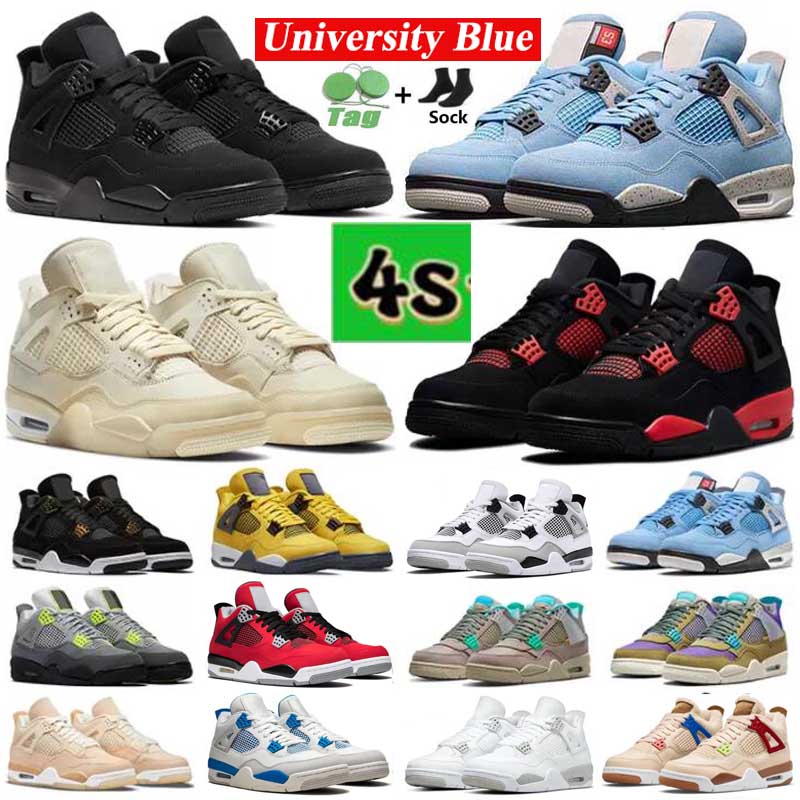 

Jumpman 4 4s Men Women Basketball Shoes University Blue Sail Red Thunder Black Cat White Oreo Bred Infrared Fire Red Tour Yellow Mens Sneakers Trainers Size 36-47, Shoe box