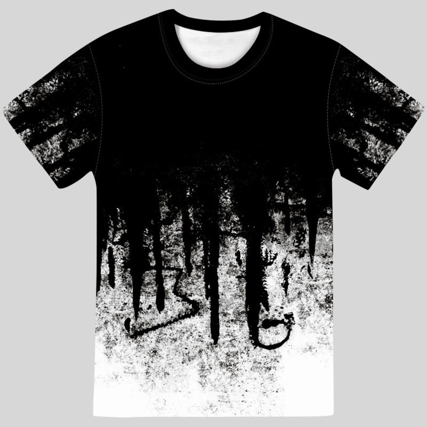 

summer new street trend graffiti printed 3d t-shirt men's casual sweatshirt t-shirtybe0, White;black