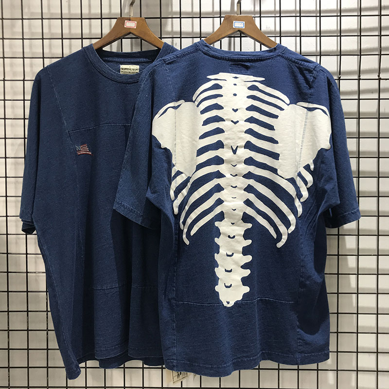 

2020 New High Quality Streetwear Stitching KAPITAL T-shirt Men Women Oversize Bone Printing Vintage KAPITAL T shirt Top Tee L0223, White;black