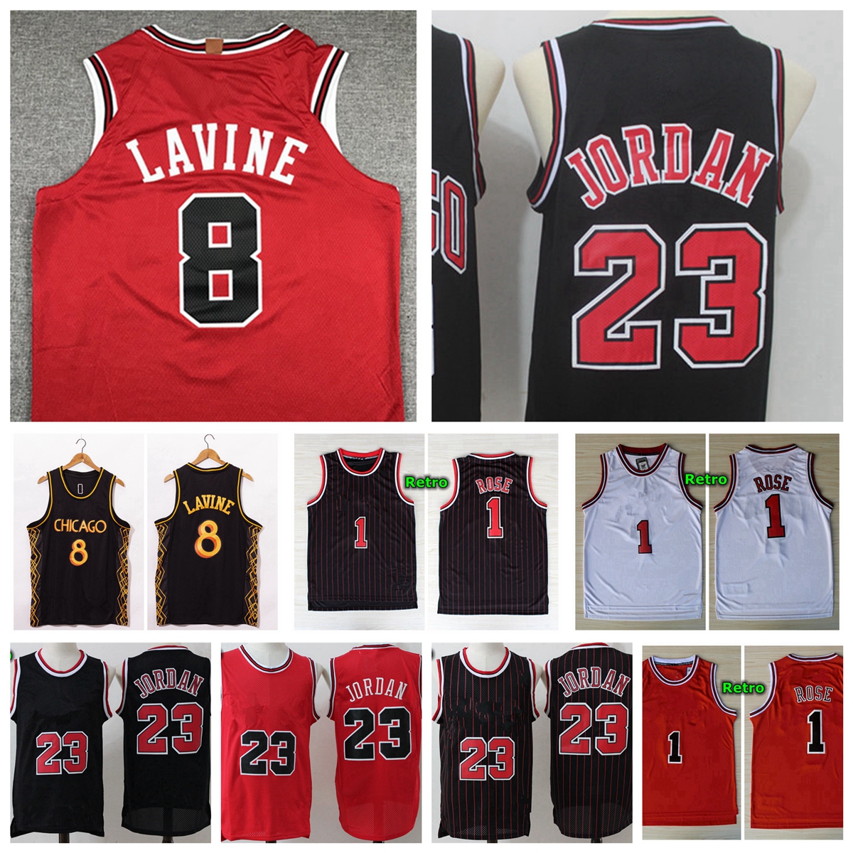 

2021 Mens Youth Kids Zach 8 LaVine Jersey City 23 Edition Authentic Stitched 1 Derrick Rose Retro Classic Mesh Michael Basketball Jerseys, Color1