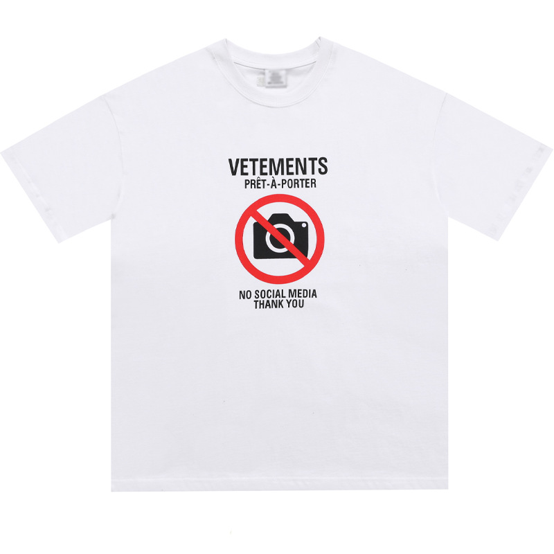 

2021SS High Street Brand Vetements tee NO SOCIAL MEDIA Designer Summer High Quality Casual Male Clothing Oversized Women Short Sleeve T-Shirts, White