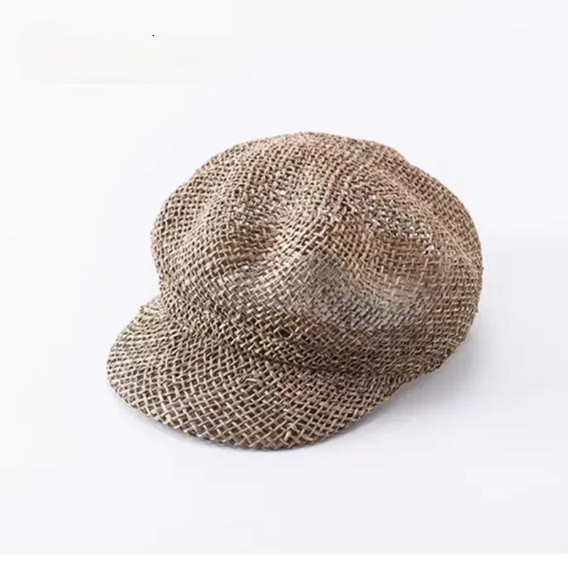 

Summer Fashion Berets Women Hat Breathable Straw Flat Cap Chapeau Outdoor Travel Sboy Ivy Sun Visor Men