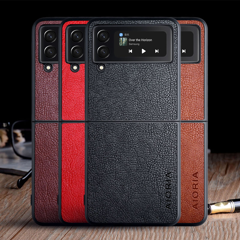 

Cases for Samsung Galaxy Z Flip3 5G Flip 3 funda luxury Vintage Leather coque phone