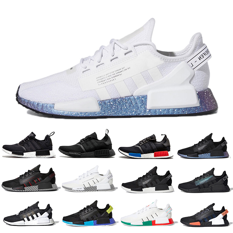 

White Speckled nmd r1 v2 mens running shoes dazzle camo aqua tones munich mexico city gold metallic core black volt athletic green orange men women sports sneakers, Color#11
