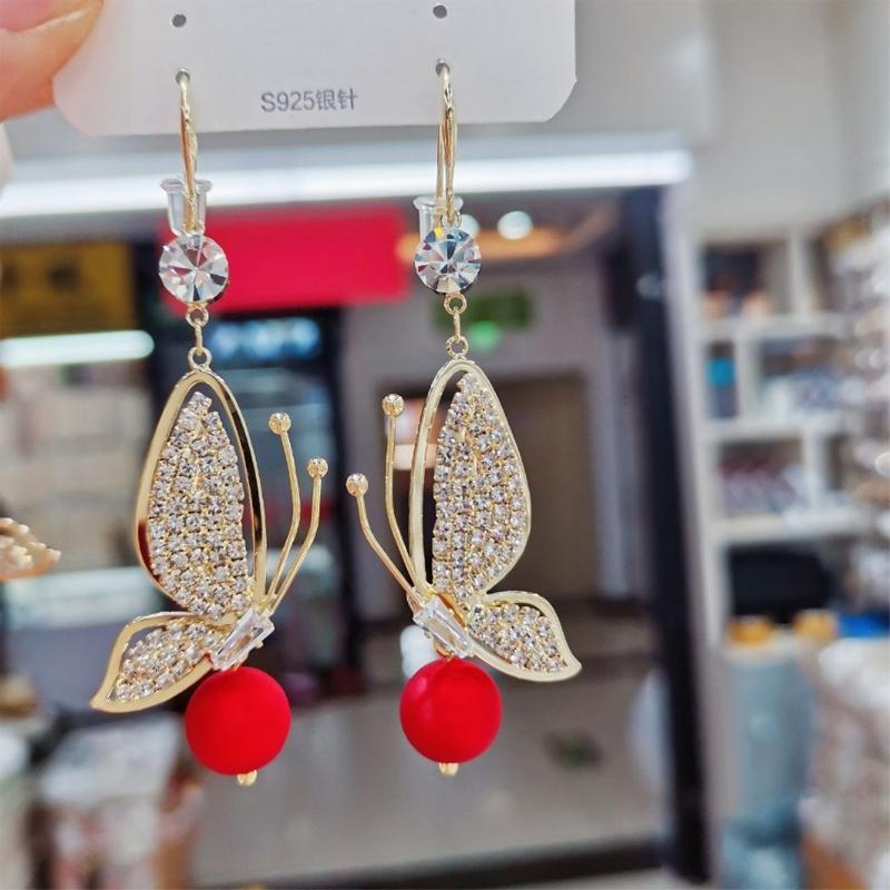 

Dangle & Chandelier Fairy Wing Earrings Insect Butterfly Drop Rhinestone Romantic Bridal Jewelry