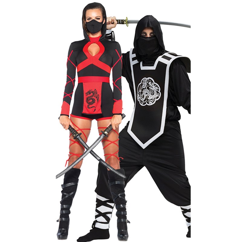 

Theme Costume Halloween Ninja Costume Couple Costume Masquerade Party Halloween Costumes for Women Adult Men Ninja Samura Assassins, Red