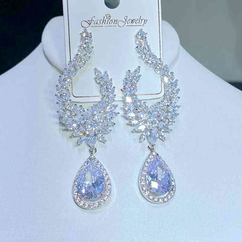 

Luxury Cube Drop Cubic Zirconia Earrings Wedding Party Fashion Jewelry Women