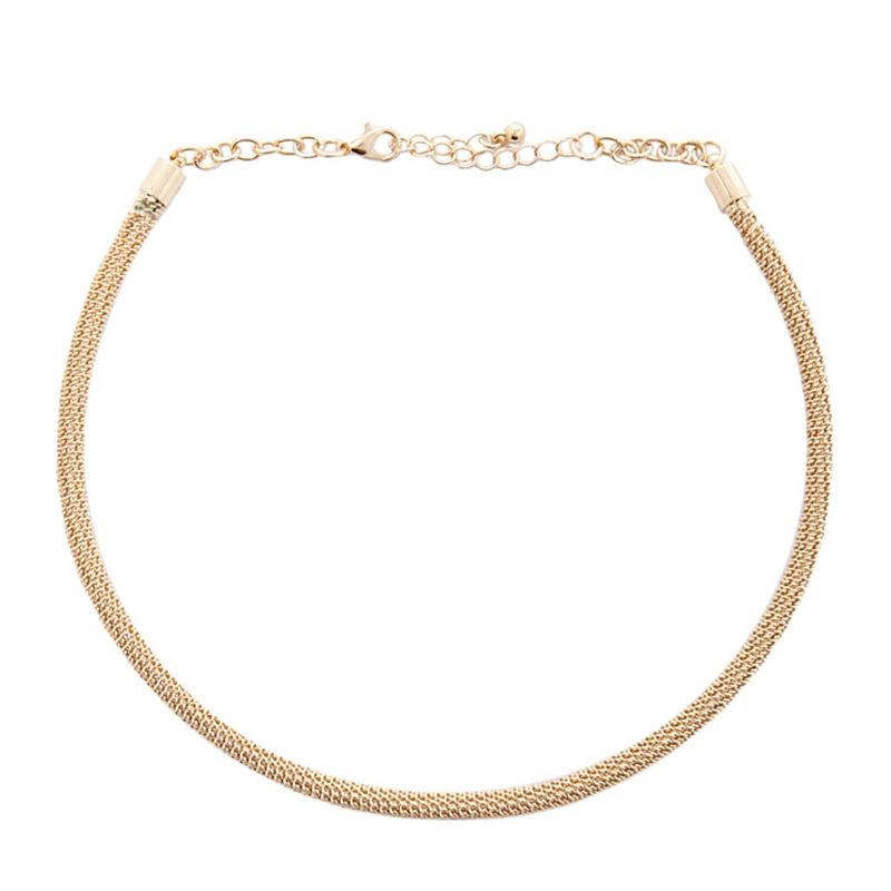 

Pendant Necklaces Trendy Street Gold Color Metal Rope Shaped Chain For Women Fashion Personality Short Clavicle Chokers Necklace Jewelry