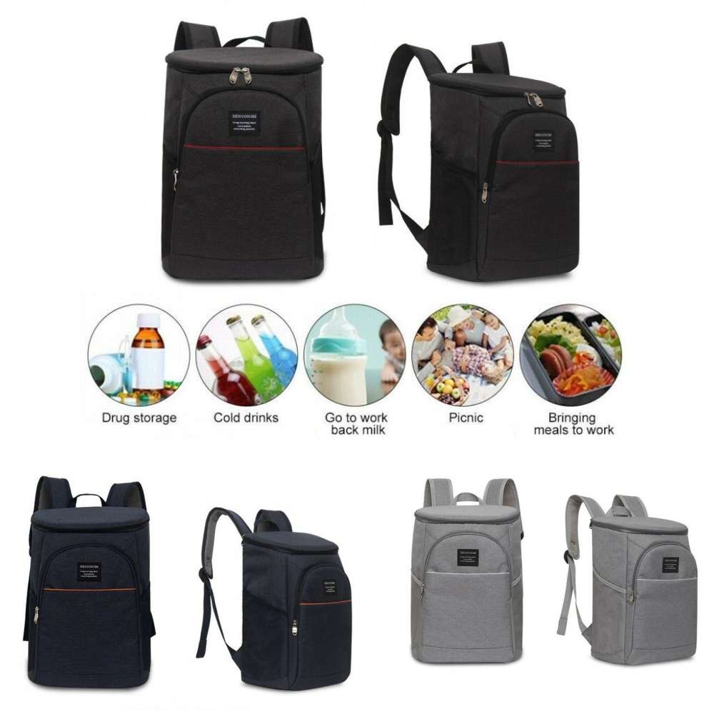 

Large Lunch Backpack Bags Insulated Thermal Cooler Food Drink Waterproof Outdoor Travel Picnic Bag Ice Pack Heat Preservation Rucksack 18L, Color