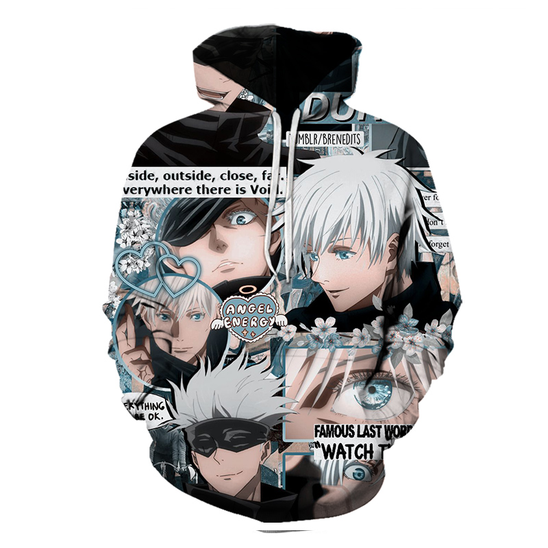 

Jujutsu Kaisen fresh men is a 3D printed hoodie visual impact party top punk goth round neck high quality sweatshirt hoodie, Black