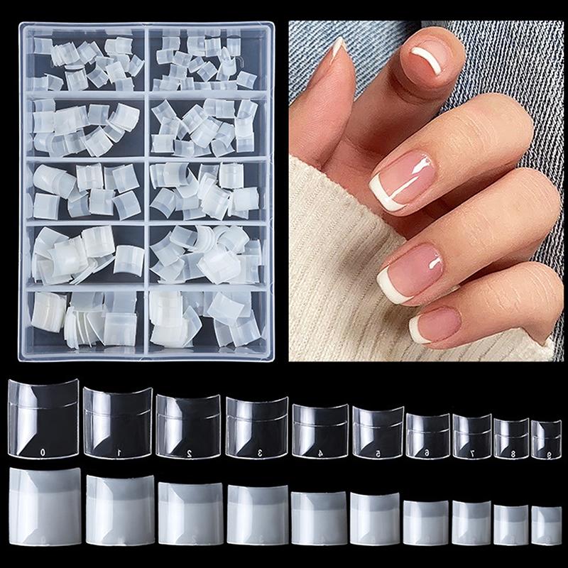 

False Nails 200pcs/box French Short Artificial Fake Top Forms Molds, Red;gold