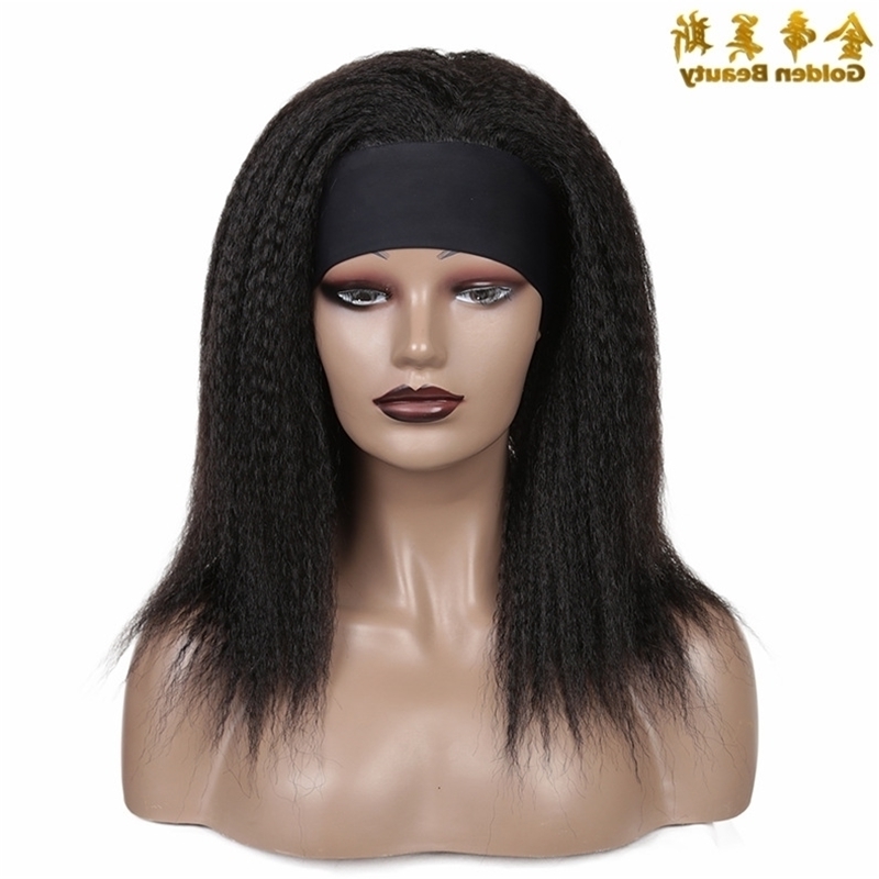

wig Scarf Hair Women's with ice silk headband kinky chemical fiber long straight hair, 3690# 150g 1b