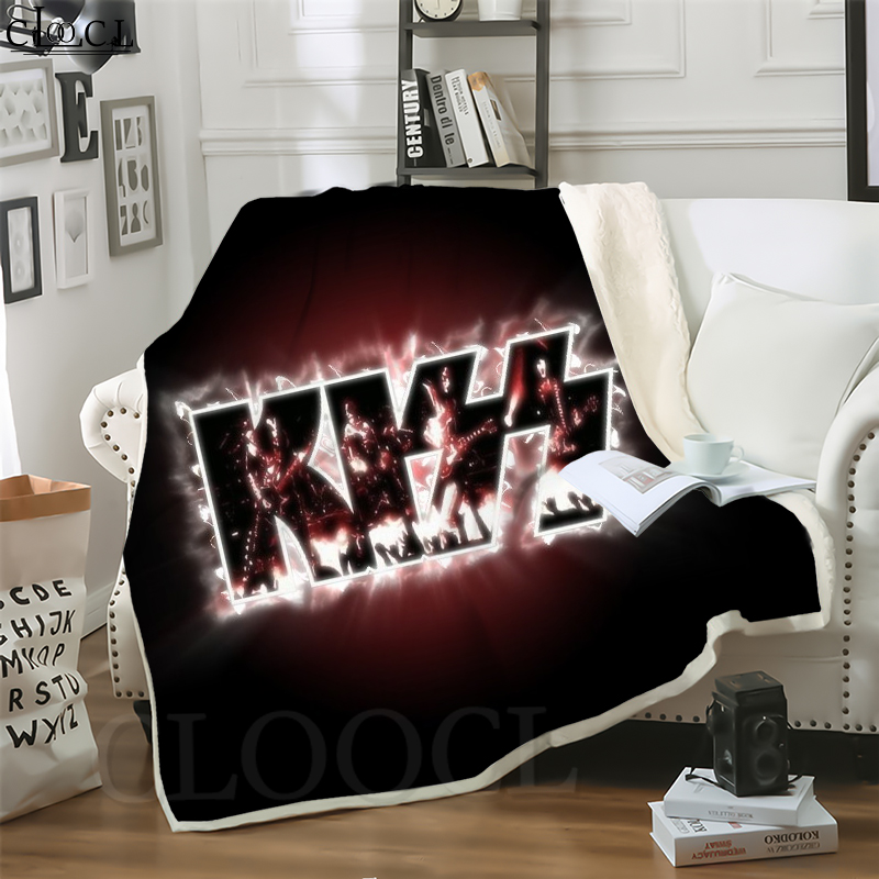 

CLOOCL Glam Metal Kiss Band 3D Print Casual Style Conditioning Blanket Sofa Teens Bedding Throw Blankets Plush Quilt