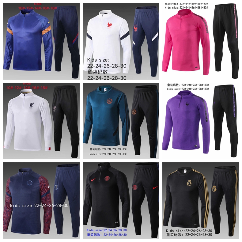 

20 21 kids football training tracksuit child soccer training suit 2020 2021 boy MBAPPE survetement de foot chandal jogging #789, Gray