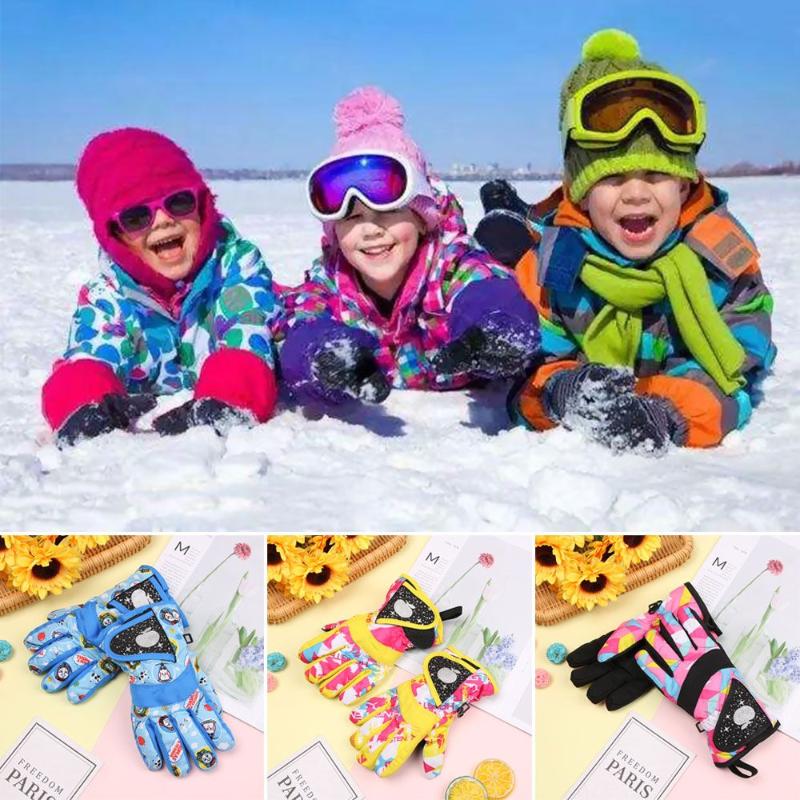 

Children's Mittens 1Pair Children Cartoon Snow Gloves Boy Girls Windproof Thicken Warm Long-sleeved Mitten For Kids Winter Outdoor Ski Snowb, White
