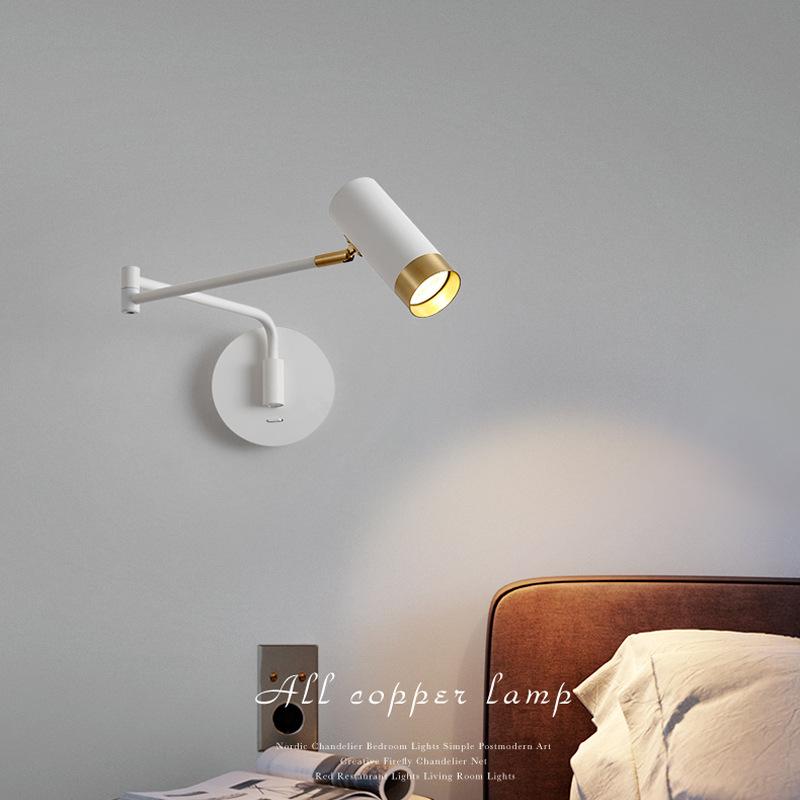 

Wall Lamps Modern Nordic Extendable Light For Bedside Reading ON/OFF Switch Black White Long Arm Bracket Lamp Living Room Study