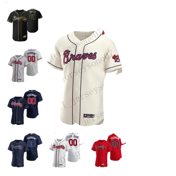 

Custom Mens women youth Atlanta Braves red grey blue black Authentic Weekend 2020 Home Jersey