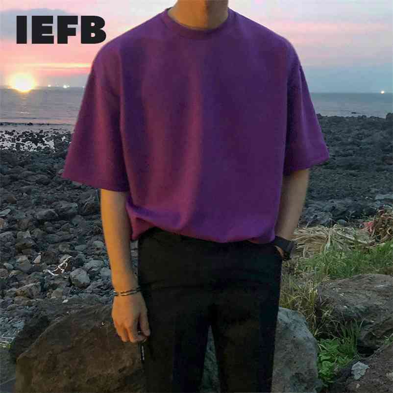 

IEFB / men's wear summer short sleeve T-shirt Korean fashion casual Tee loose all-match streetwear tops for male 9Y2258 210629, White