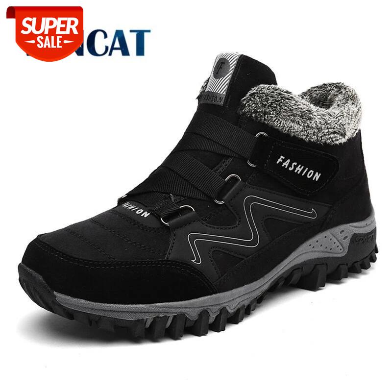 

VANCAT Men Boots Winter With Fur 2019 Warm Snow Boots Men Winter Work Shoes Footwear Fashion Rubber Ankle Shoes 39-46 #D66B