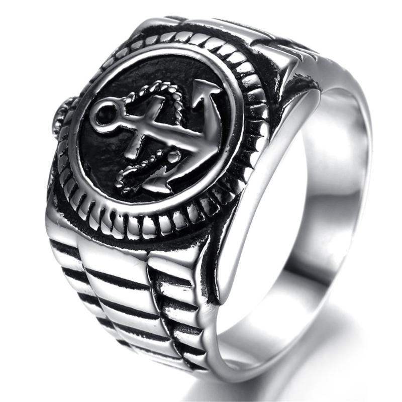 

Cluster Rings Anchor Titanium Steel Jewelry Men's Punk