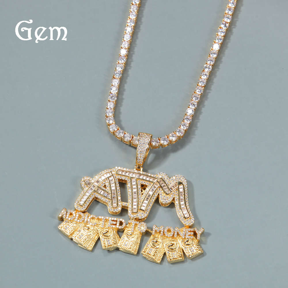 

Trendy hip hop ATM dollar letter Pendant Necklace men's and women's ins handmade diamond jewelry