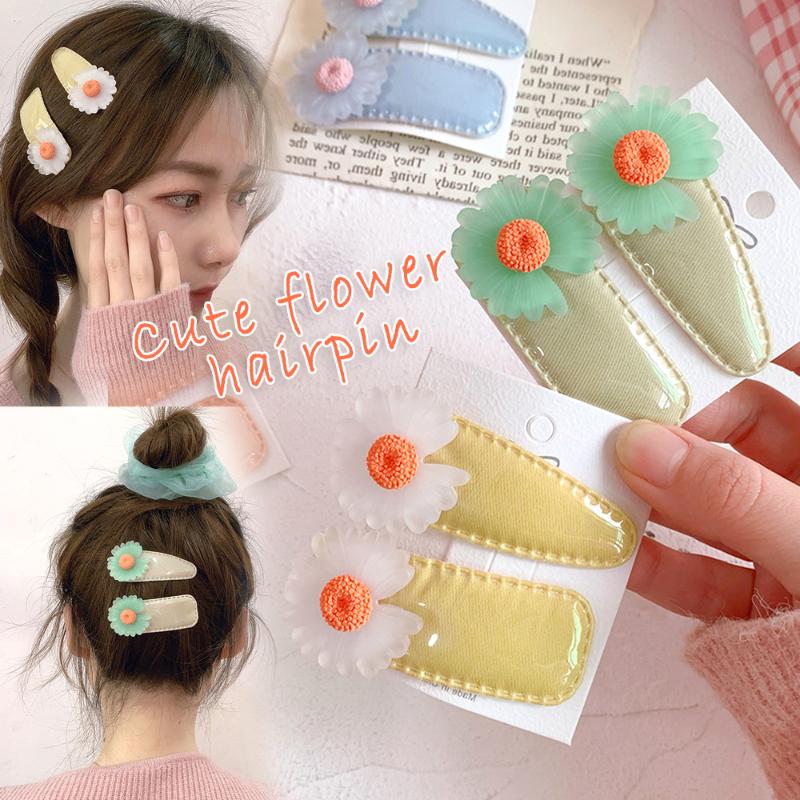 

Korean Style Cute Hair Clips Bangs Clip Small Cute Flower Student Hair Clip Accessories 2Pcs EIG88