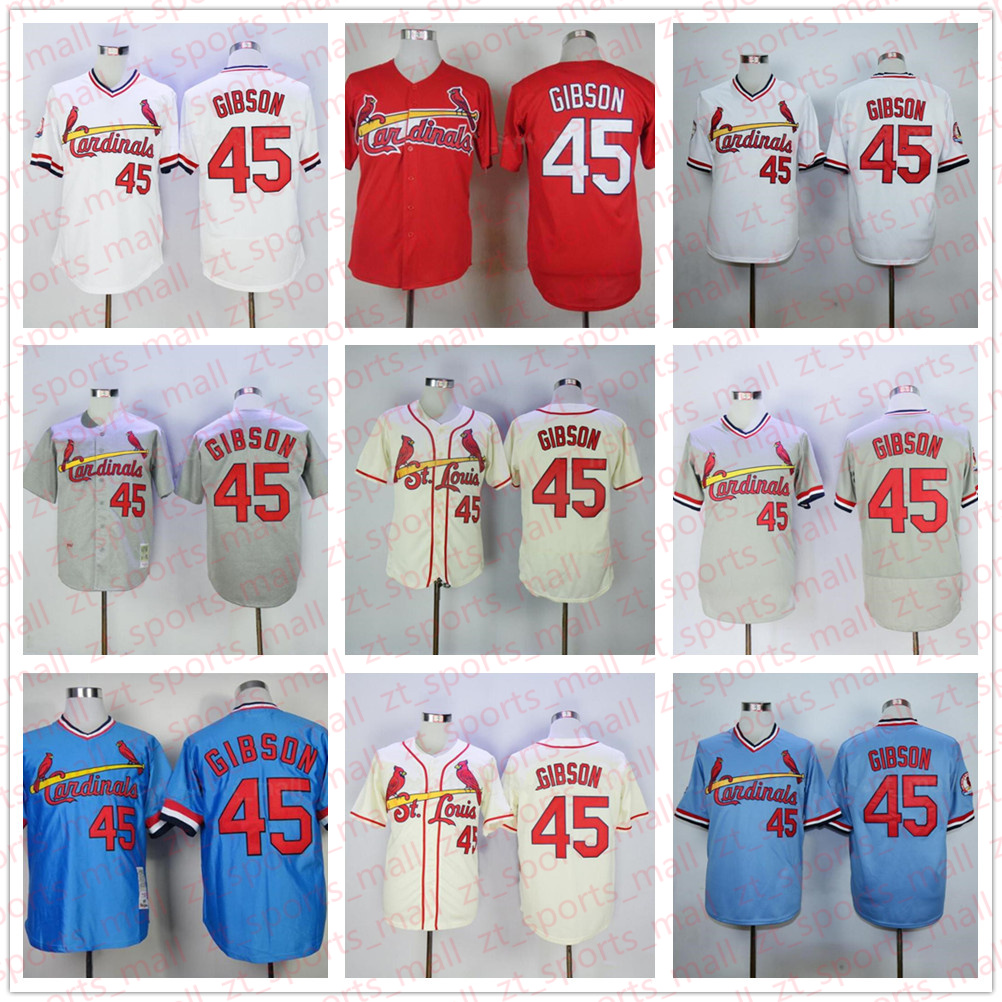 

Retror 1967 1979 1985 Vintage Baseball 45 Bob Gibson Jersey Men Cooperstown Pullover Retire Red White Blue Beige Grey Stitched Top Quality, As shown in illustration