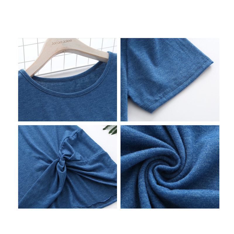 

2021 Women Twist Knot Front Short Tshirt New Fashion Loose t Shirts Oversized Top Clothes Solid Tee Pullove Plus Size Clothing Ssyi, Coffee