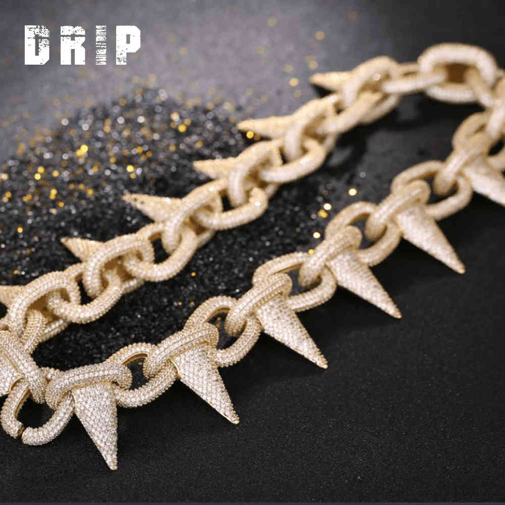 

2020 Newest Premium Big Thorn CZ gold 0.1 plating no fading iced out bramble Miami USA hot Cuban Chain for hiphoper gift X0509