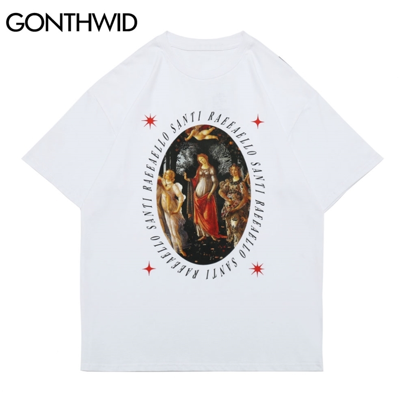 

Tees Shirts Casual Hip Hop Men Summer Painting Print Short Sleeve T-Shirts Cotton Loose Streetwear Harajuku Tshirt Tops 210602, Black