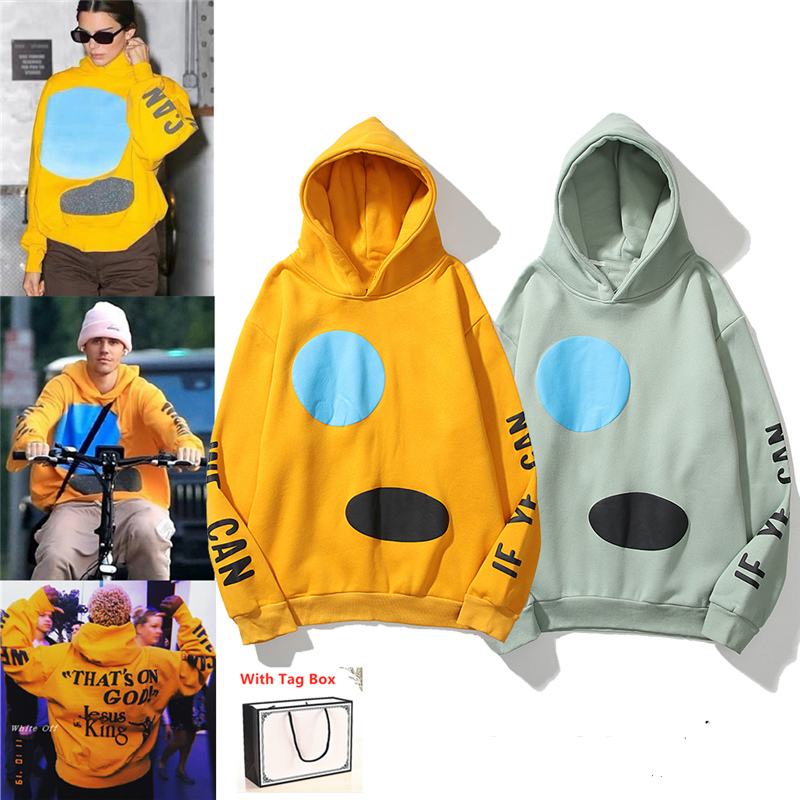

2021 Kanye Men's Hoodie Women's Sweatshirt High Quality Cotton Tops with Labels Hip Hop Letters Printed Long Sleeves with Box, Black
