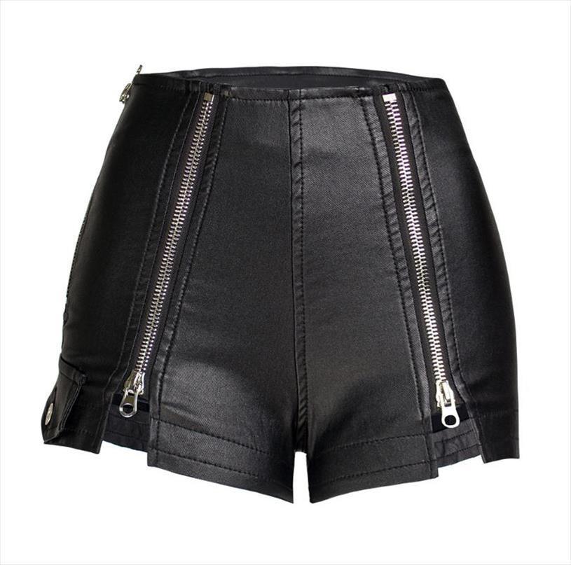 

zipper stitch pu leather women shorts high waist stretchy velvet autumn winter boot short female imitation s83, White;black